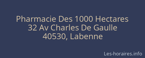 Pharmacie Des 1000 Hectares