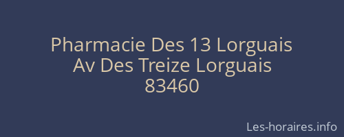Pharmacie Des 13 Lorguais