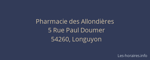 Pharmacie des Allondi&egrave;res