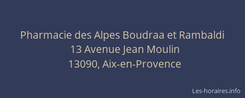 Pharmacie des Alpes Boudraa et Rambaldi