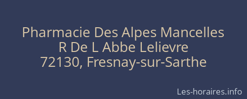 Pharmacie Des Alpes Mancelles