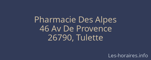 Pharmacie Des Alpes