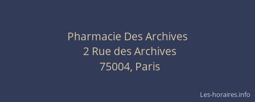 Pharmacie Des Archives