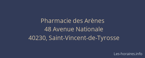 Pharmacie des Ar&egrave;nes