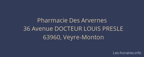 Pharmacie Des Arvernes