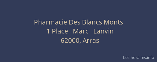 Pharmacie Des Blancs Monts