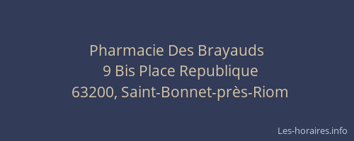 Pharmacie Des Brayauds
