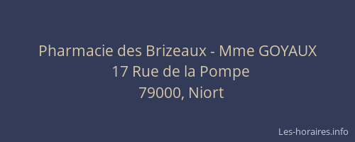 Pharmacie des Brizeaux - Mme GOYAUX