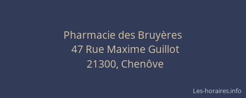 Pharmacie des Bruy&egrave;res