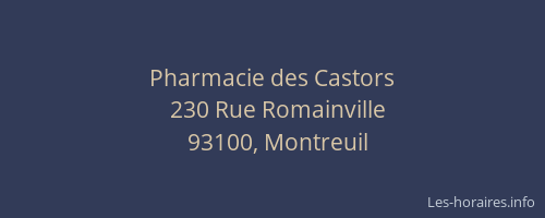 Pharmacie des Castors