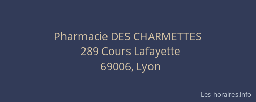 Pharmacie DES CHARMETTES