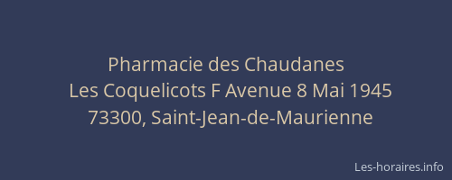 Pharmacie des Chaudanes
