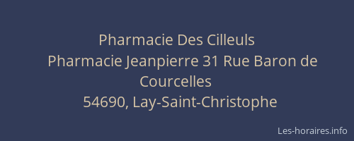 Pharmacie Des Cilleuls