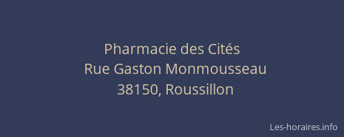 Pharmacie des Cit&eacute;s