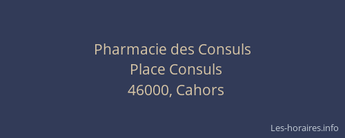 Pharmacie des Consuls