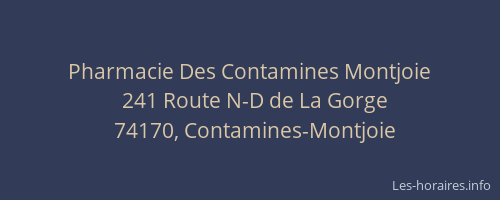 Pharmacie Des Contamines Montjoie