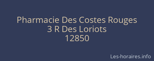 Pharmacie Des Costes Rouges