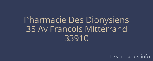 Pharmacie Des Dionysiens