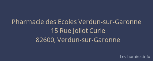 Pharmacie des Ecoles Verdun-sur-Garonne