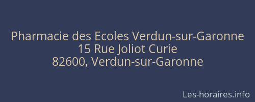 Pharmacie des Ecoles Verdun-sur-Garonne