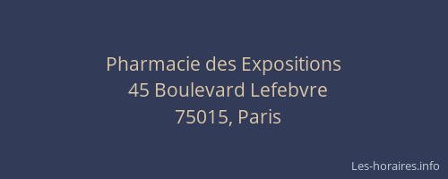 Pharmacie des Expositions