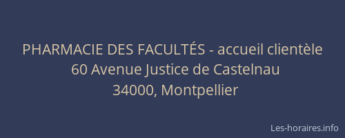PHARMACIE DES FACULTÉS - accueil clientèle