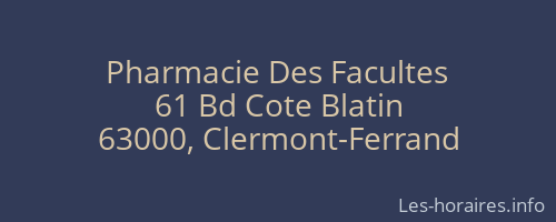 Pharmacie Des Facultes