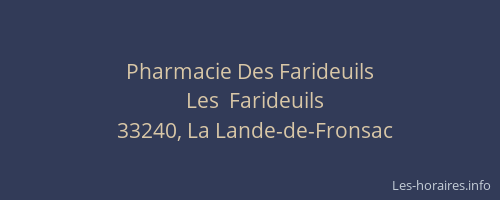 Pharmacie Des Farideuils