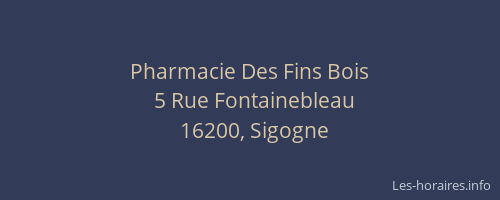 Pharmacie Des Fins Bois