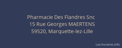 Pharmacie Des Flandres Snc