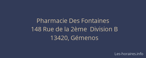 Pharmacie Des Fontaines