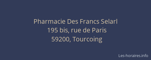 Pharmacie Des Francs Selarl