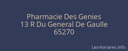 Pharmacie Des Genies