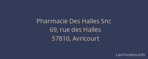 Pharmacie Des Halles Snc