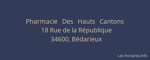 Pharmacie   Des   Hauts   Cantons