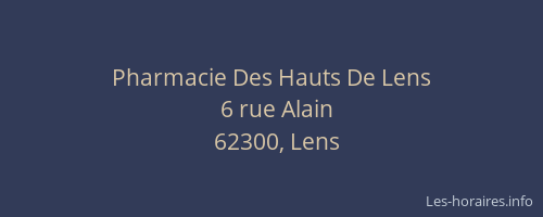 Pharmacie Des Hauts De Lens