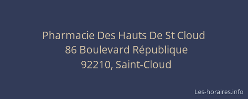 Pharmacie Des Hauts De St Cloud