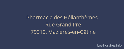 Pharmacie des H&eacute;lianth&egrave;mes