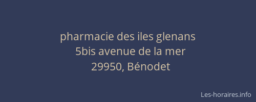 pharmacie des iles glenans