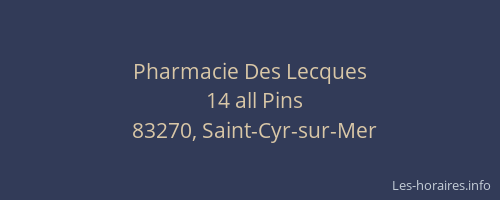 Pharmacie Des Lecques
