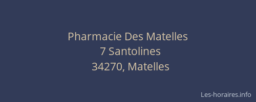 Pharmacie Des Matelles
