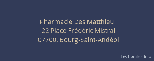Pharmacie Des Matthieu