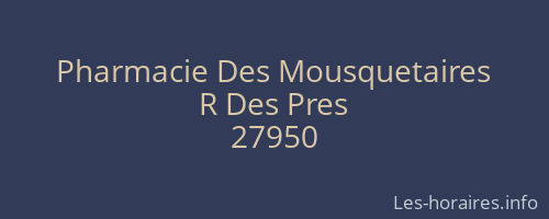 Pharmacie Des Mousquetaires