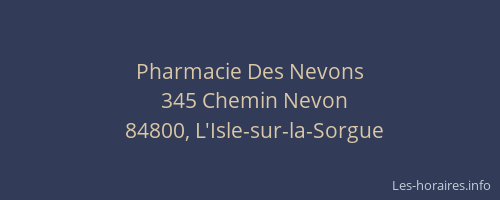 Pharmacie Des Nevons