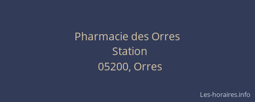 Pharmacie des Orres