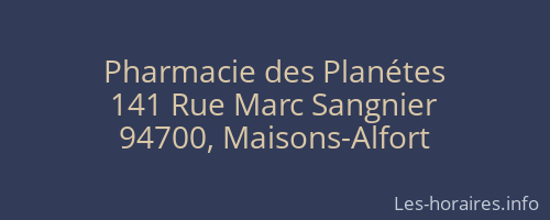 Pharmacie des Planétes