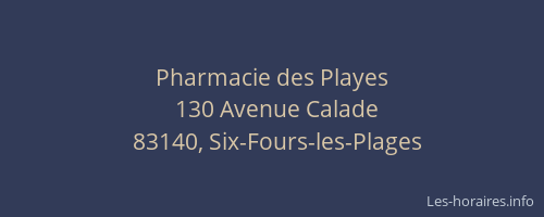 Pharmacie des Playes