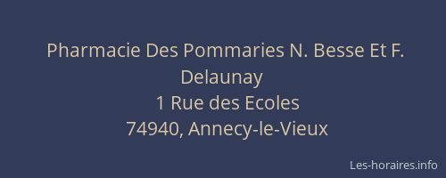 Pharmacie Des Pommaries N. Besse Et F. Delaunay