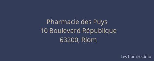Pharmacie des Puys