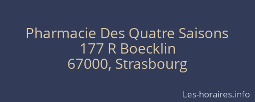 Pharmacie Des Quatre Saisons